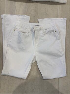 FRAME Le High Flare Jeans White Size 26 High Rise Stretch Denim